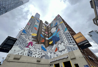 Mural by artist Millo, curated and produced by Street Art of Mankind on Manhattan Mini Storage – 541 W 29th Street in New York City.