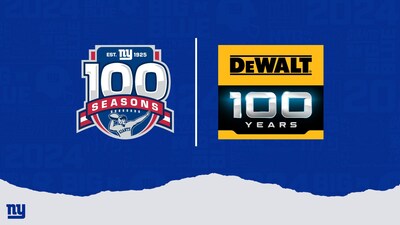 DEWALT® and the New York Giants will join forces for a centennial celebration on October 20, 2024.