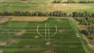 The Shield's unveiling in Montreal appeared as a giant motif etched into the earth in the Canadian countryside