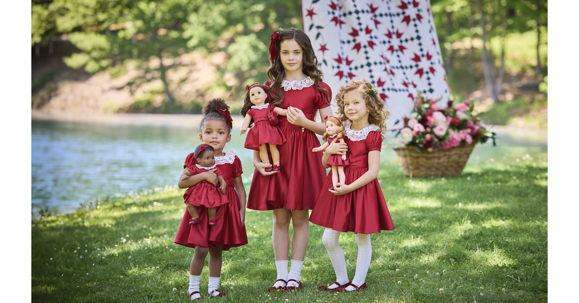 open lace back dress Minnie Ruffled Polka Dot Red Girls Summer Dress main image 1