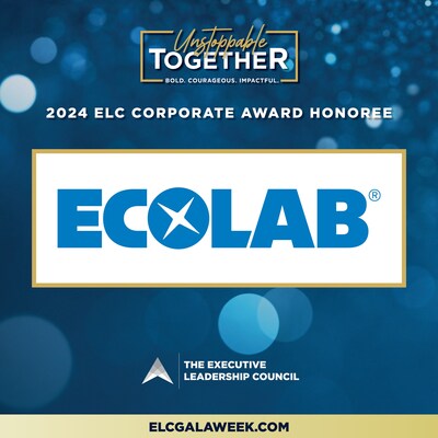 The Executive Leadership Council (ELC) announced that Ecolab will be honored with the 2024 ELC Corporate Award during The ELC Recognition Gala on October 3 in Washington, DC.