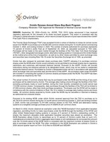 Ovintiv Renews Annual Share Buy-Back Program (CNW Group/Ovintiv Inc.)