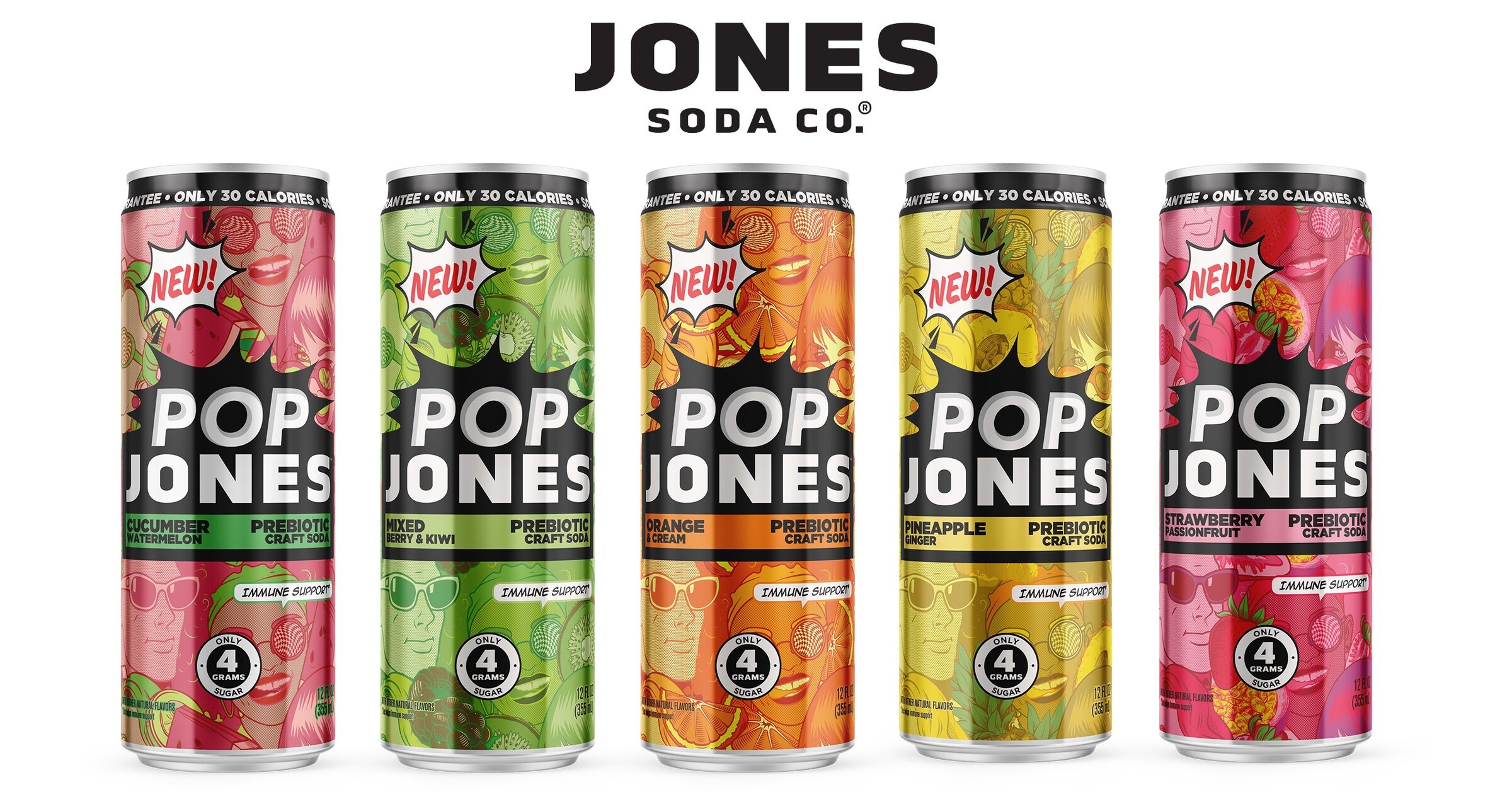 Jones Soda Pops for Health with LowerSugar, BetterforYou Pop Jones Line