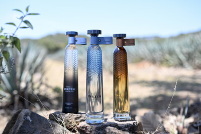 (l to r) Tequila VOLTEO Cristalino, Tequila VOLTEO Blanco, and Tequila VOLTEO Reposado are ultra-premium additive-free and organic luxury tequilas distilled and bottled in Jalisco, Mexico.