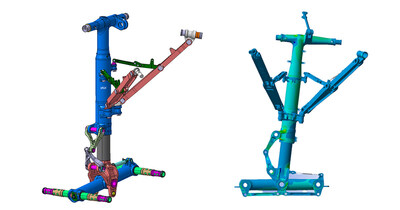 CAD model and simulation of an aircraft landing gear