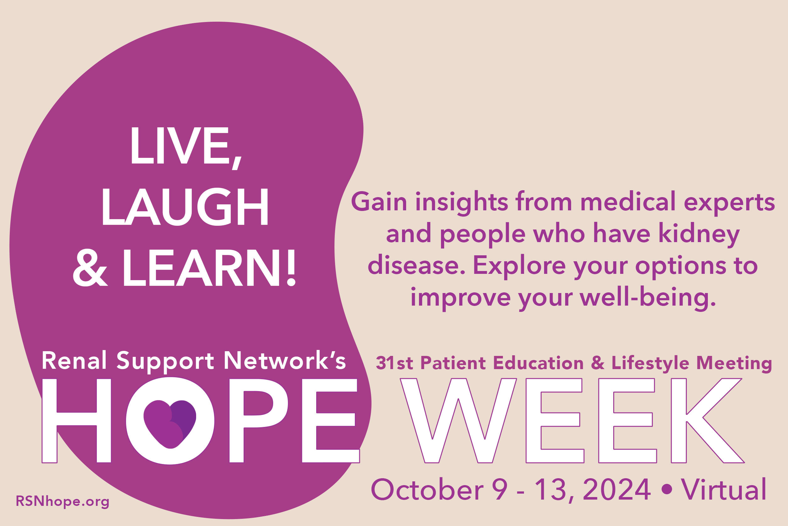 Renal Support Network to Host 31st Annual Kidney Disease Education and Lifestyle Meeting Virtually