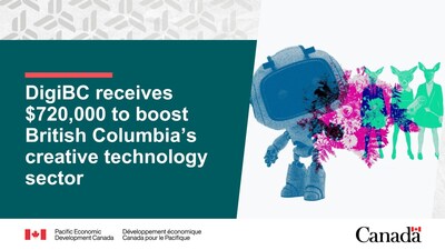 Image of abstract digital artwork. Text reads: DigiBC receives $720,000 to boost British Columbia’s creative technology sector (CNW Group/Pacific Economic Development Canada)