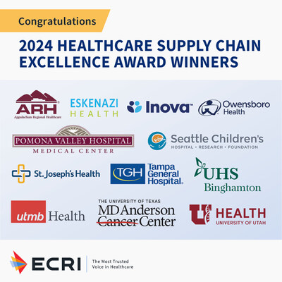 ECRI named twelve winners of the annual Healthcare Supply Chain Excellence Award