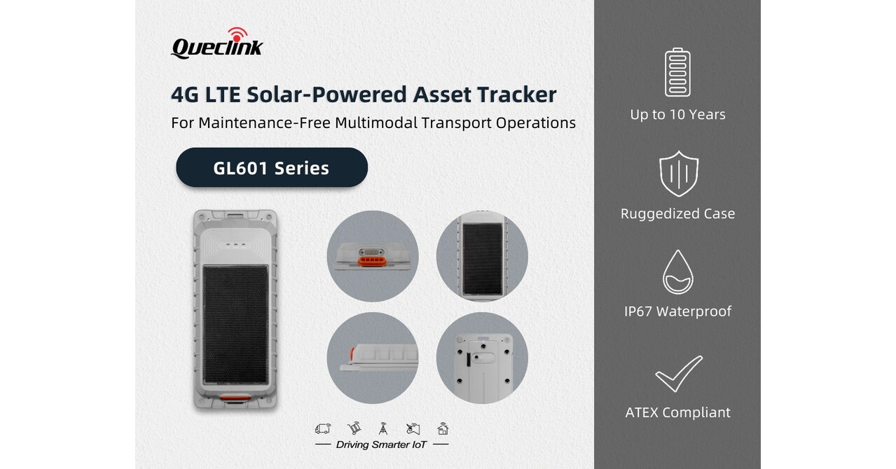 Queclink presenta el rastreador de activos con energ&iacute;a solar GL601 para el transporte intermodal
