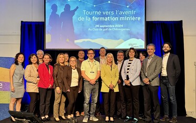 Les conférencières, les conférenciers, les panélistes et les dignitaires de l'édition 2024 du Colloque de l'Institut national des mines. (Groupe CNW/Institut national des mines)