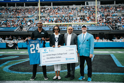 Panthers Legend Mike Rucker, FanDuel Vice President of Diversity, Equity and Inclusion Keita Young, UNCF Executive Vice President and Chief Development Officer Dr. Maurice E. Jenkins and Carolina Panthers Director of Community Relations Riley Fields