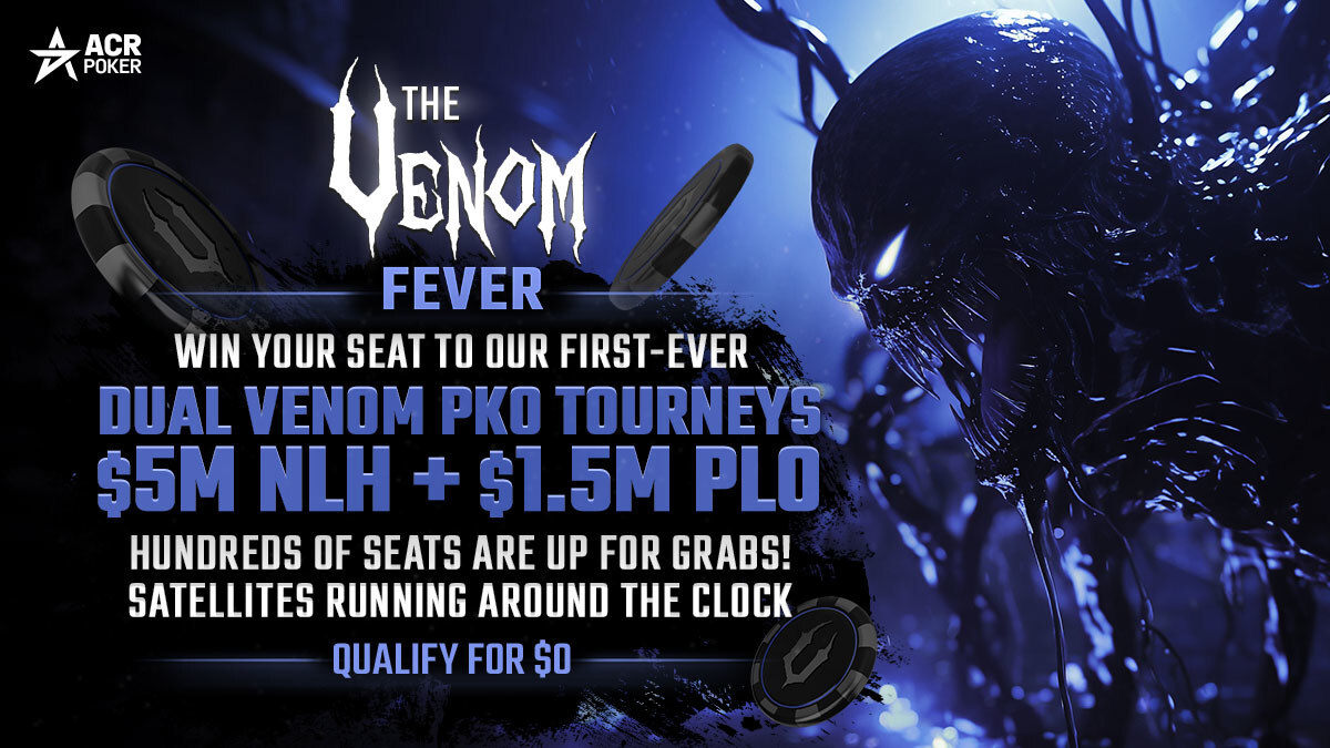 Venom Fever Guarantees Hundreds of Seats to ACR Poker's Dual Venom PKO Tourneys in October