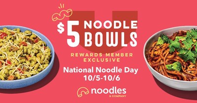 Noodles & Company is celebrating its namesake holiday all weekend long with a <money>$5</money> noodle bowl for Rewards members.