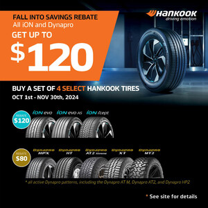 Fall into Savings! Hankook Tire Offers Up to $120 Savings in Fall 2024 Rebate