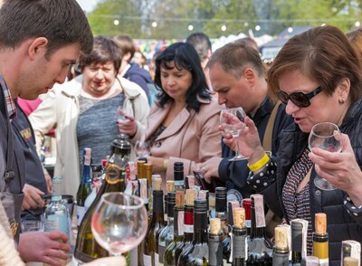 Festival-goers and wine enthusiasts