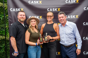 CaskX appeared at the Kentucky Bourbon Festival for the second consecutive year to highlight the important role bourbon barrel investment is playing in bringing the next generation of fine bourbon to life. Featured in the photo is Jade Peterson (Kentucky Artisan Distillery), Heather Peterson, Lydia Friberg and Jeremy Kasler (CaskX).