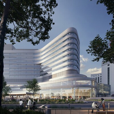 A rendering of the new advanced care facility on the campus of Atrium Health Carolinas Medical Center, in Charlotte, North Carolina. It is scheduled to open in 2027.