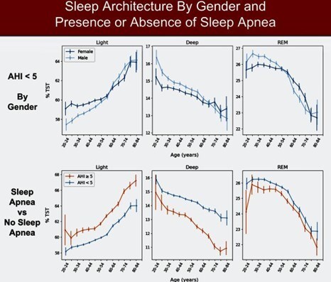 Sleep Architecture by Gender and Presence or Absence of Sleep Apnea