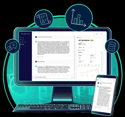 An illustration of the BRIDGET(TM) by Bridgewise interface on desktop and mobile (PRNewsfoto/Bridgewise)