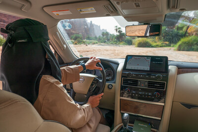 Ranger Shema on a vehicle patrol in Wadi al-Disah, Prince Mohammed bin Salman Royal Reserve