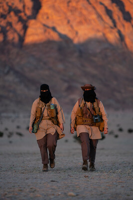 Rangers Ghaida and Rogayah on foot patrol in Prince Mohammed bin Salman Royal Reserve