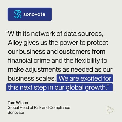 Sonovate partners with Alloy to combat evolving fraud trends as company grows