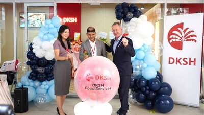 DKSH Malaysia Consumer Goods kicks off its Food Services Test Kitchen with a popping burst of energy! From left to right: Serene Lee, Director of Legal (Malaysia, Singapore& Brunei), Sandeep Tewari, Head of Country Management and Vice President of Healthcare, and Daniel Schwalb, Vice President of FMCG.