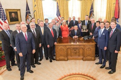 In the picture: Mike Evans and Evangelical leaders presenting Friends of Zion Award to Donald Trump.