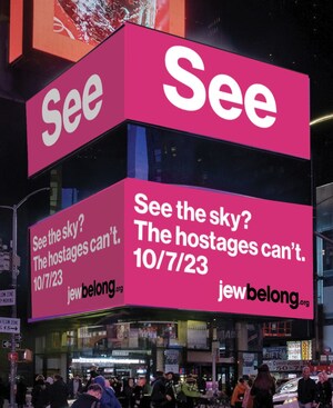 Spotlighting the Israeli Hostages on 10/7 Anniversary, JewBelong Launches Billboards in Times Square