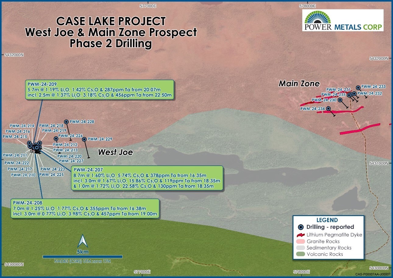 Figure 1 – Plan View Map of Phase II Drilling Collars displaying results as highlighted in this announcement (CNW Group/Power Metals Corp.) Figure 1 – Plan View Map of Phase II Drilling Collars displaying results as highlighted in this announcement (CNW Group/Power Metals Corp.)