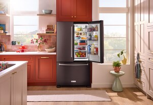 NEW KITCHENAID COUNTER-DEPTH FRENCH DOOR REFRIGERATOR WITH INTERIOR DISPENSE ALLOWS FOR UNIQUE CUSTOMIZATION