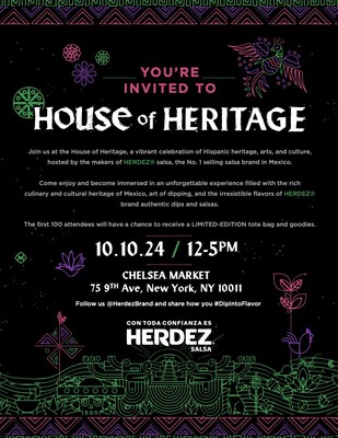 The House of Heritage, an event sponsored by the makers of HERDEZ® salsa, is a one-day-only, vibrant and interactive event that offers a museum-like experience, paying homage to Hispanic food culture. The event takes place Oct. 10 in New York City.