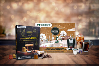 The 2024 Zavida 24 Days of Coffee Advent Calendars, Available in Nespresso®-compatible and Keurig®-compatible varieties at Walmart Canada locations from November 21st, and online at zavida.com now. (CNW Group/Zavida Coffee Roasters)