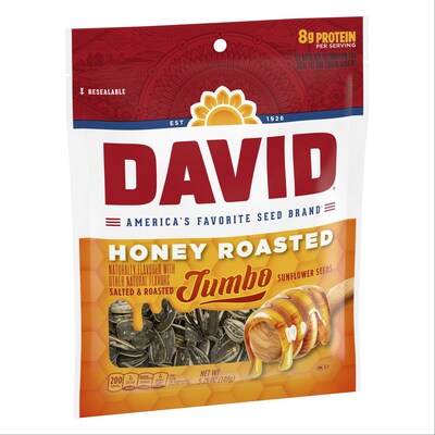 Conagra Brands, Inc., one of North America's leading branded food companies, is unveiling new meat snacks, sunflower seeds and bagged salty snacks at the 2024 National Association of Convenience Stores (NACS) Show in Las Vegas, October 8-10. Among the new offerings are new DAVID® Honey Roasted Jumbo Sunflower Seeds. The first honey-roasted flavored sunflower seed from a major seed brand, these seeds feature 8g of protein per ¼ cup serving and will debut in late November.