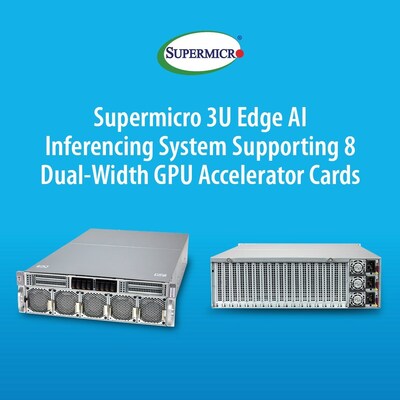 3U EDGE AI Inferencing System Supporting 8 Dual-Width GPU Accelerator Cards (PRNewsFoto/Super Micro Computer, Inc.)