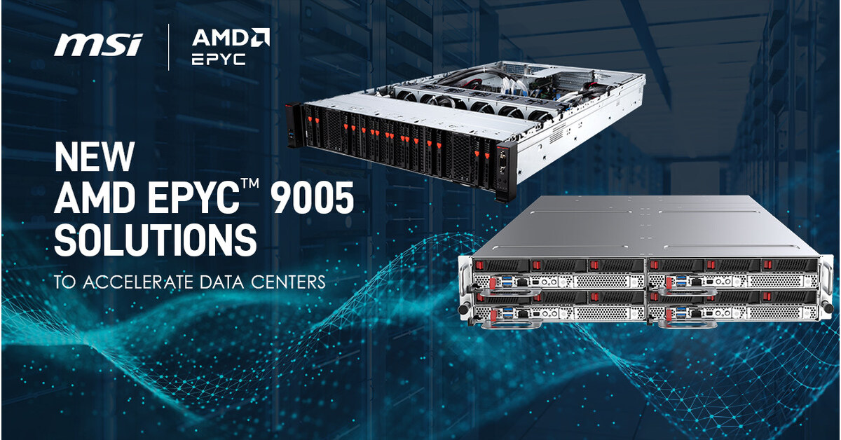 MSI lance des solutions de serveur bas&eacute;es sur le processeur de la s&eacute;rie AMD EPYC&trade; 9005, offrant des performances et une densit&eacute; de premier plan dans les centres de donn&eacute;es