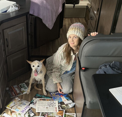 ASPCA ambassador Drew Barrymore with her rescue dog Douglas.