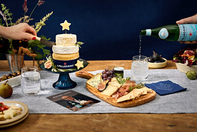 Available just in time to elevate holiday celebrations this season, S.Pellegrino & Stanley Tucci’s Holiday Cheese “Cake” is a festive layered cheese “cake” featuring four tiers of premium artisanal cheeses. CREDIT: EVAN KALMAN