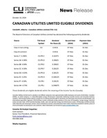 CANADIAN UTILITIES LIMITED ELIGIBLE DIVIDENDS