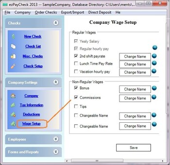 Company Wage Set Up