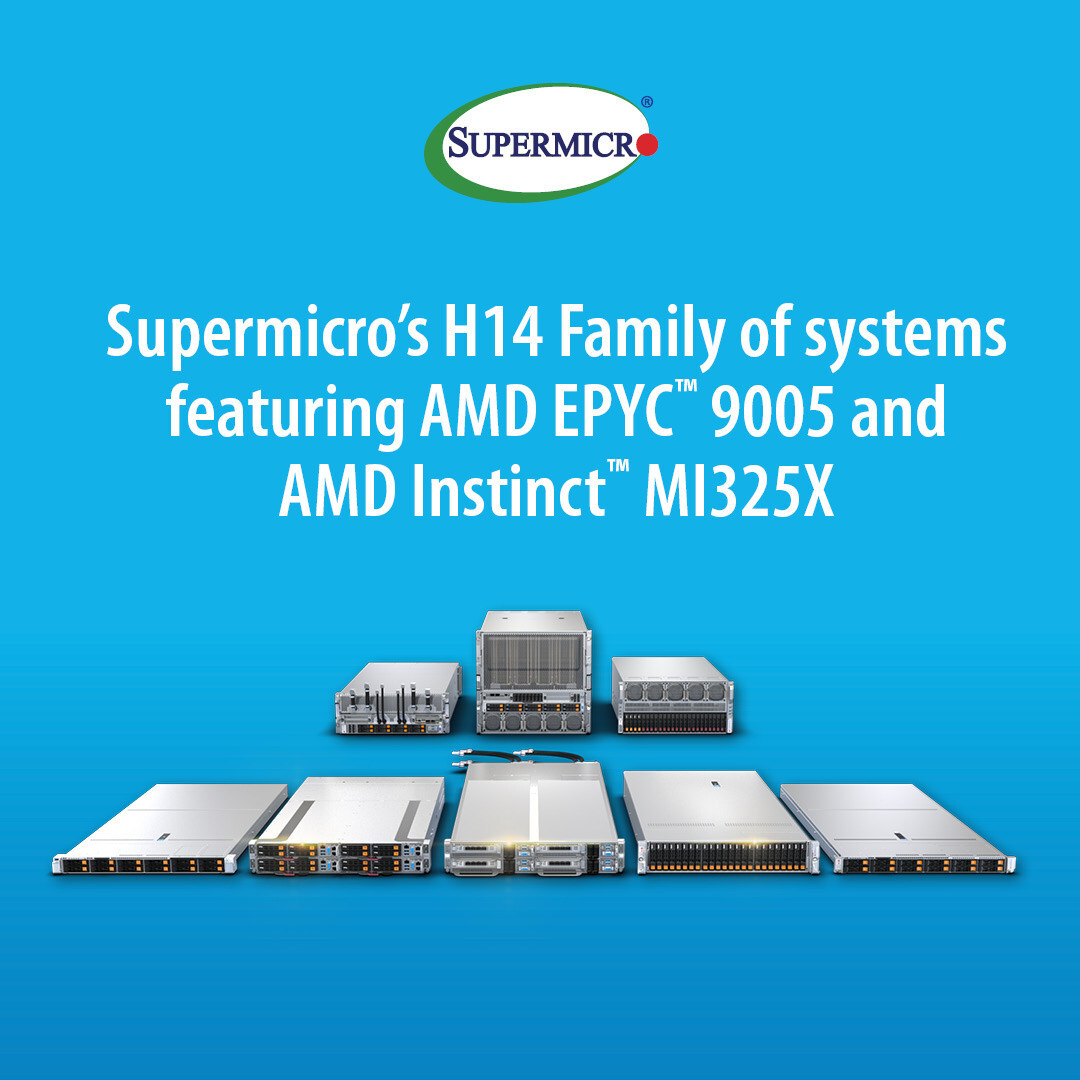 Supermicro présente de nouveaux serveurs et systèmes accélérés par GPU avec les CPU AMD EPYC™ série 9005 et les GPU AMD Instinct™ MI325X pour les centres de données prêts pour l'IA