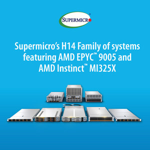 Supermicro（スーパーマイクロ）、AIデータセンター向けにAMD EPYC™ 9005シリーズCPUとAMD Instinct™ MI325X GPUを搭載した新しいサーバーと GPUアクセラレーションシステムを発表