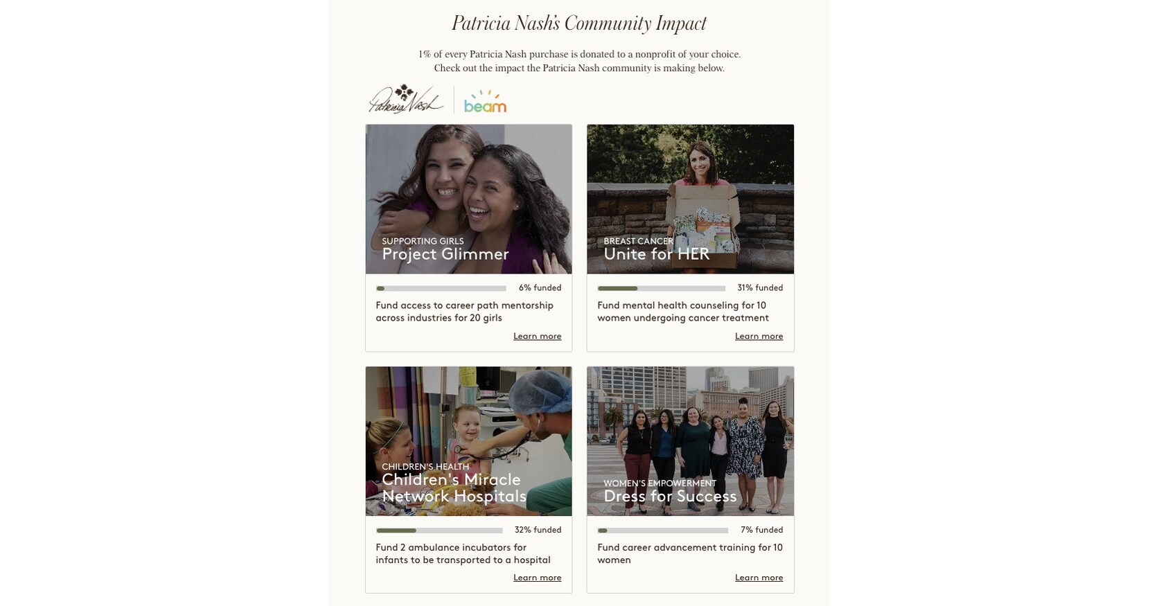 Patricia Nash Designs Integrates Beam to Website, Enabling Customers to Support Charities with Every Purchase Patricia Nash Designs Integrates Beam to Website, Enabling Customers to Support Charities with Every Purchase