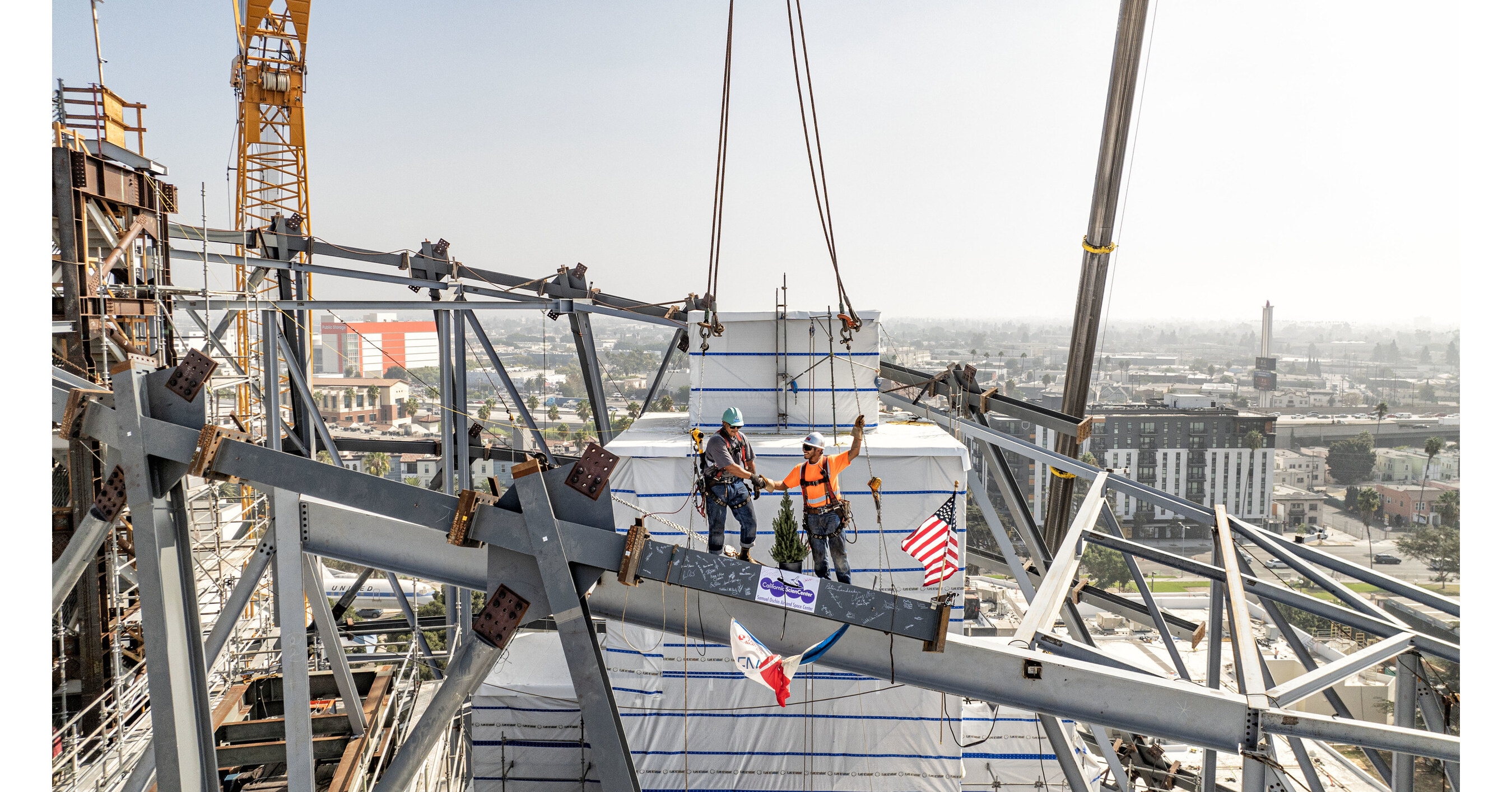 CALIFORNIA SCIENCE CENTER REACHES A MAJOR CONSTRUCTION MILESTONE FOR THE FUTURE SAMUEL OSCHIN AIR AND SPACE CENTER WITH TOPPING OUT CEREMONY CALIFORNIA SCIENCE CENTER REACHES A MAJOR CONSTRUCTION MILESTONE FOR THE FUTURE SAMUEL OSCHIN AIR AND SPACE CENTER WITH TOPPING OUT CEREMONY