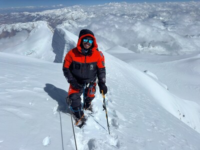 Nimsdai on Shishapangma on Oct 4th 2024 where he completes his 14 Peaks No O2 mission in record time. Credit Nimsdai