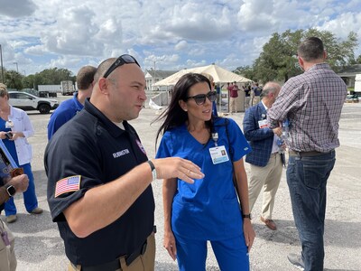 BayCare President and CEO Stephanie Conners and Ari S. Rubinstein, Emergency Operations Officer, Incident Management Team discuss how the Disaster Medical Assistance Team (DMAT) tent village will help the Tampa Bay community.