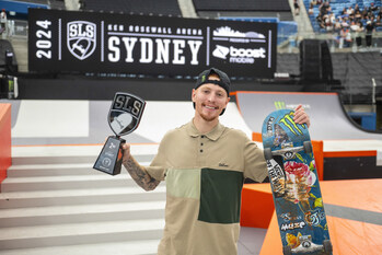 Monster Energy congratulates team rider Giovanni Vianna on taking second place in Men’s Skateboard Street in the SLS Sydney 2024 skateboarding competition.