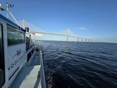 The Woolpert survey team worked from Friday evening to Saturday morning to survey and map a wide swath of the Tampa Bay entrance channel up to the Sunshine Skyway Bridge. Woolpert was working with NOAA, the U.S. Coast Guard, and the USACE to ensure safe navigation following Hurricane Milton.