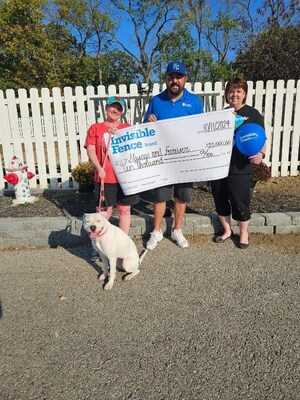 The grand prize winners of the From Shelter to Forever Home contest, Always & Furever Midwest Animal Sanctuary with Chloe, a lucky resident pup, GM Shelby Coxon, staff member Payden, and volunteer Tracey who championed the contest in the community.