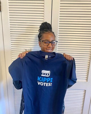 A KIPP Philadelphia high school student gets excited about voter registration